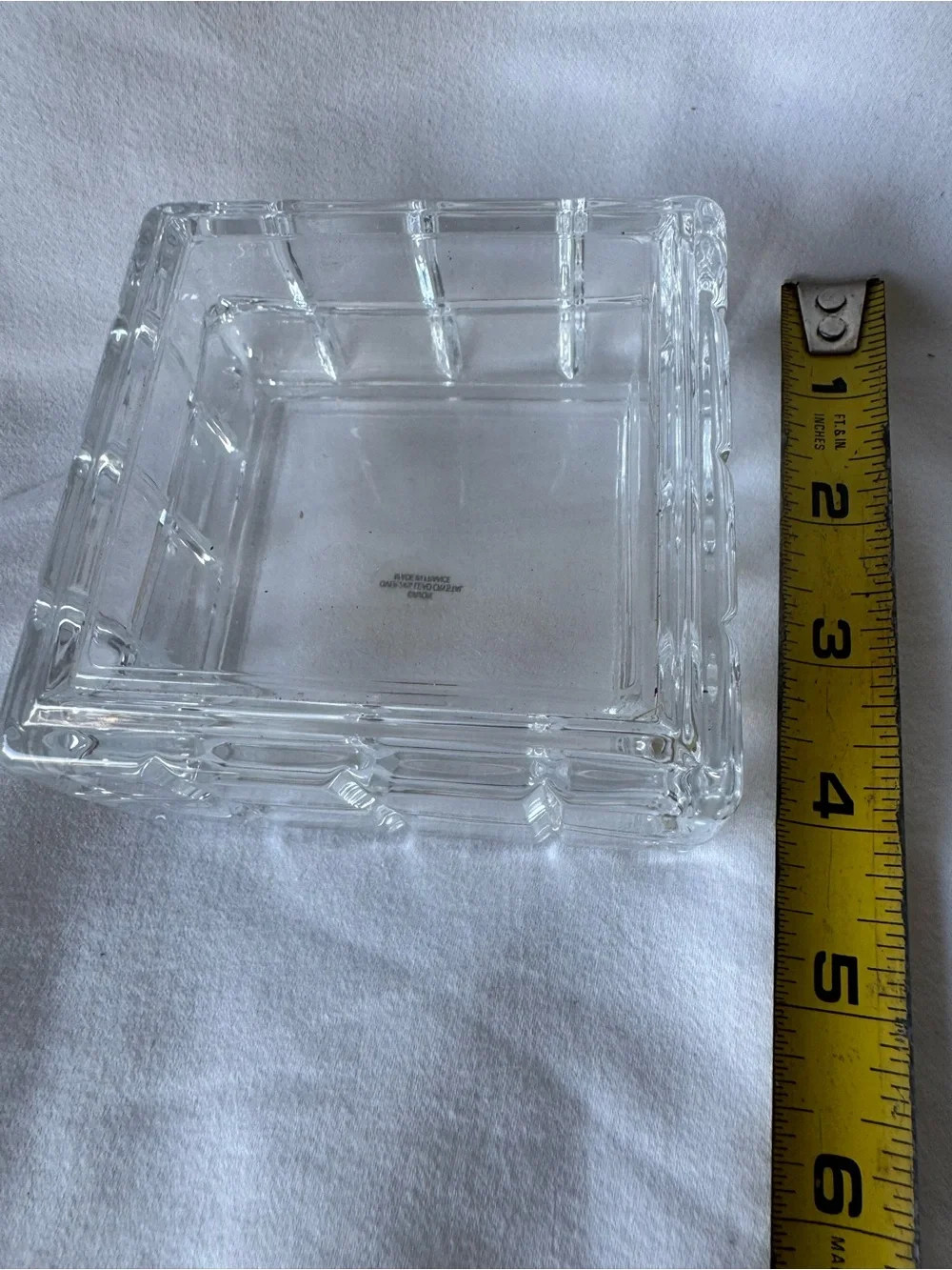Avon Clear Lead Crystal Square trinket box Printed Backstamp, Made in France